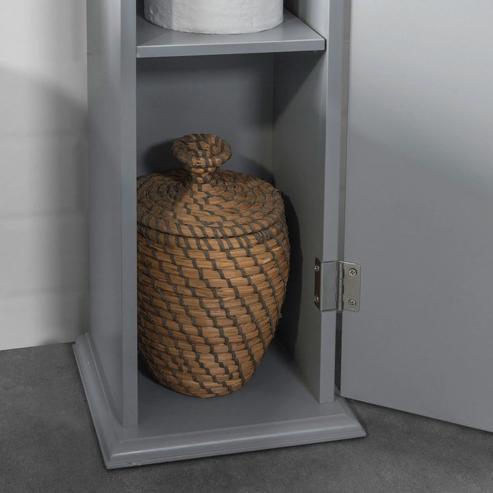 Fritstående badeværelsesskab med toiletrulleholder og opbevaringsplads – grå, mål 20 x 18 x 79 cm