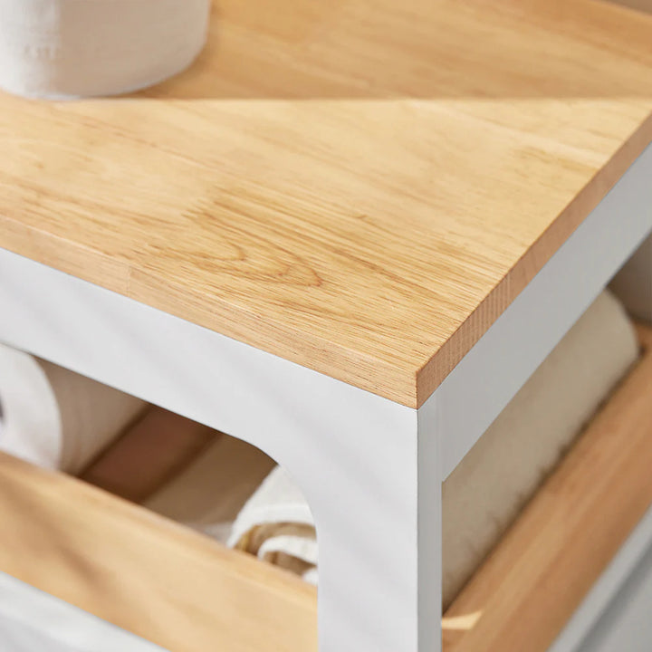 Rullevogn / badeværelsesskab til toiletpapir og opbevaring, smalt, B65 x D23 x H82 cm, hvid