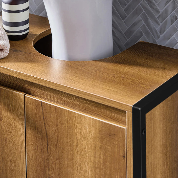 Underskab til badeværelset, retro-look, B60 x D30 x H60 cm, brun