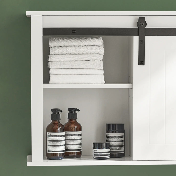 Minimalistisk og moderne vægskab til badeværelset, B68 x D20 x H48 cm, hvid