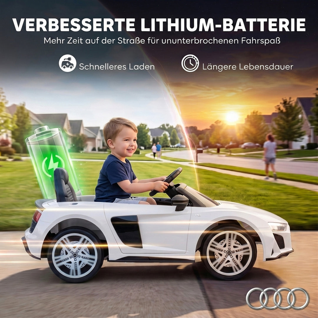 Elbil til børn Audi R8 12V fjernbetjening til børnebil hvid
