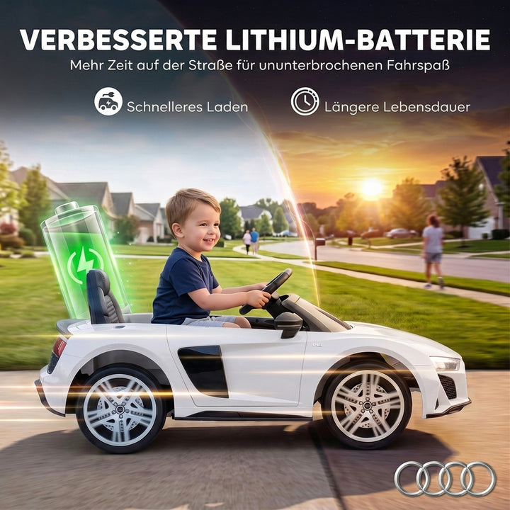 Elbil til børn Audi R8 12V fjernbetjening til børnebil hvid
