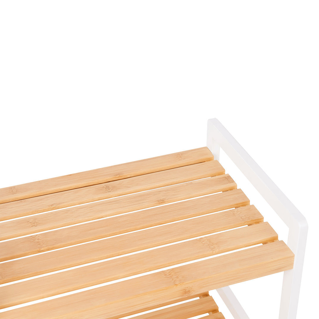 Bambusreol, køkkenhylde, badeværelseshylde, bogreol, 4 hylder 45 x 31,5 x 110 cm, naturlig hvid