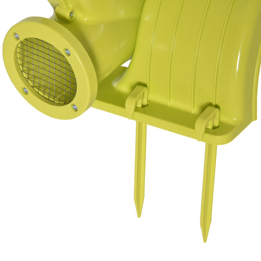 450w elektrisk luftpumpe, oppusteligt slot, kontinuerlig blæser, let, bærbar, til oppusteligt legetøj, abs, gul+grøn, 35 x 26 x 33,5 cm