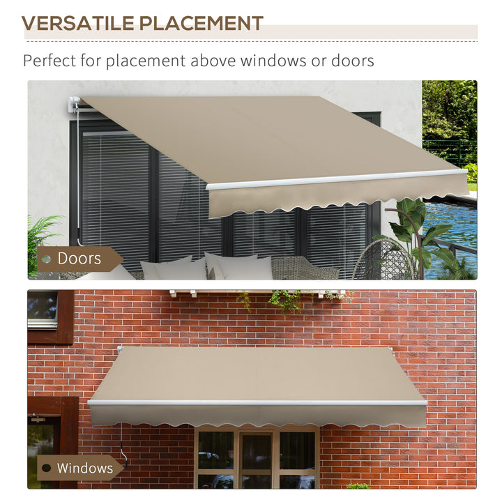 Foldbar markise, justerbar klemmemarkise, terrassemarkise, 3,95 x 3m, solafskærmning med håndsving, balkonmarkise, beige