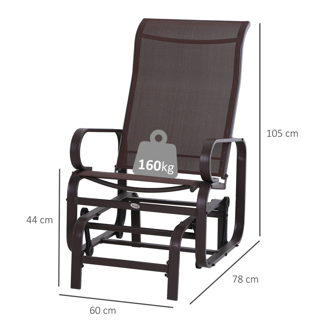 Havegyngestol, havestol, afslapningsstol, havegynge, metalgyngestol til have, terrasse, balkon, Texteline Brun, 60 x 78 x 105 cm