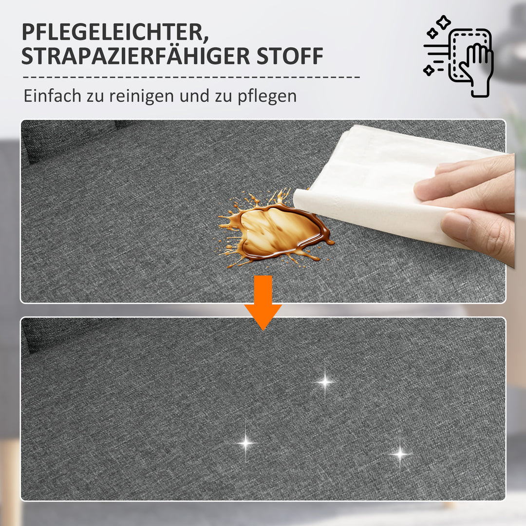 2-Personers sofa, blød polstring, letplejeligt betræk, op til 150 kg, 117 x 56,5 x 77 cm, lysegrå