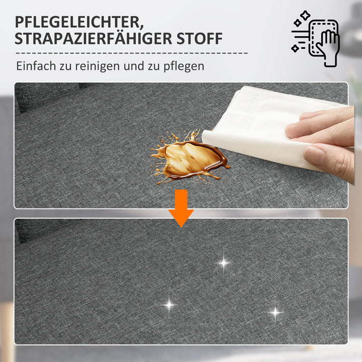 2-Personers sofa, blød polstring, letplejeligt betræk, op til 150 kg, 117 x 56,5 x 77 cm, lysegrå