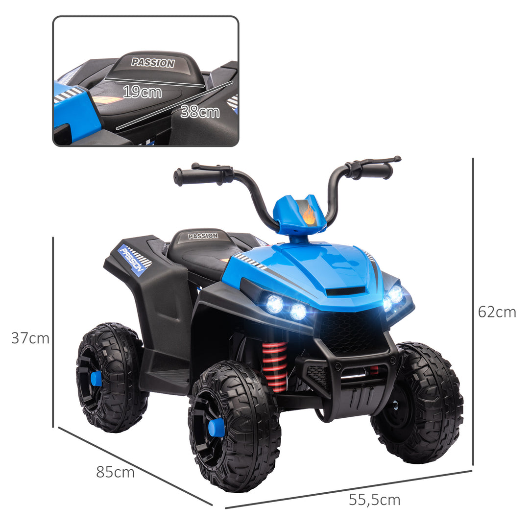 Elektrisk børne-quad, lys og musik, affjedring, 5 km/t, 50 min. køretid, til 3-5 år, blå