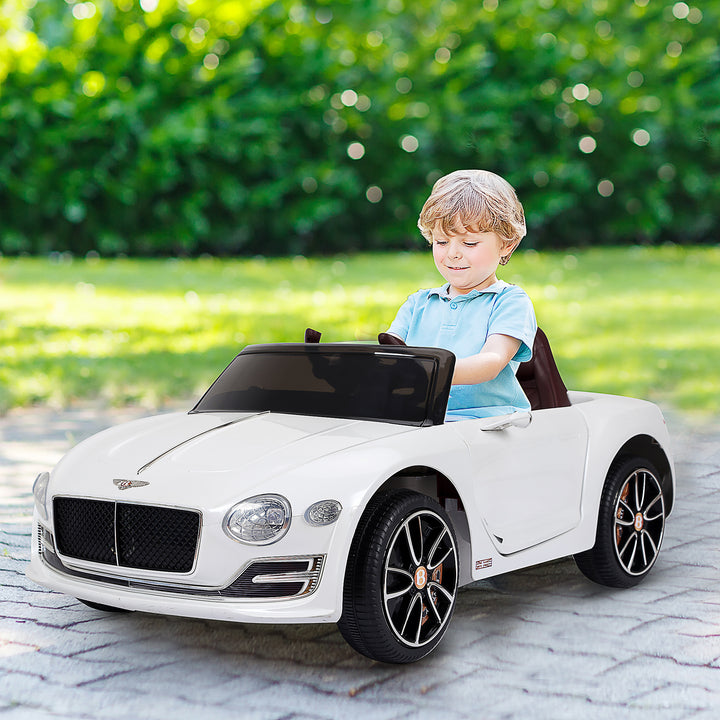 Bentley GT børnebil, officielt licenseret elektrisk kørebil med fjernbetjening, 2 x 390 motorer, hvid, 108 x 60 x 43 cm