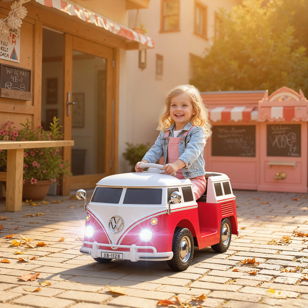 Børne-elbil, 12V børnebil med MP3, dobbeltmotor, elbil med horn, blød start, 89x49x41,5 cm, rød