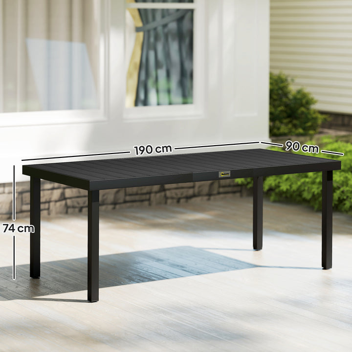 Havebord, udendørs bord, udendørs loungebord, vejrbestandig, 190 x 90 x 74 cm, sort