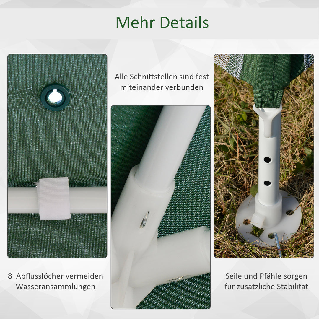 Havepavillon, partytelt, vejrbestandigt telt med myggenet, metal + polyester, grøn, 3 x 3 m