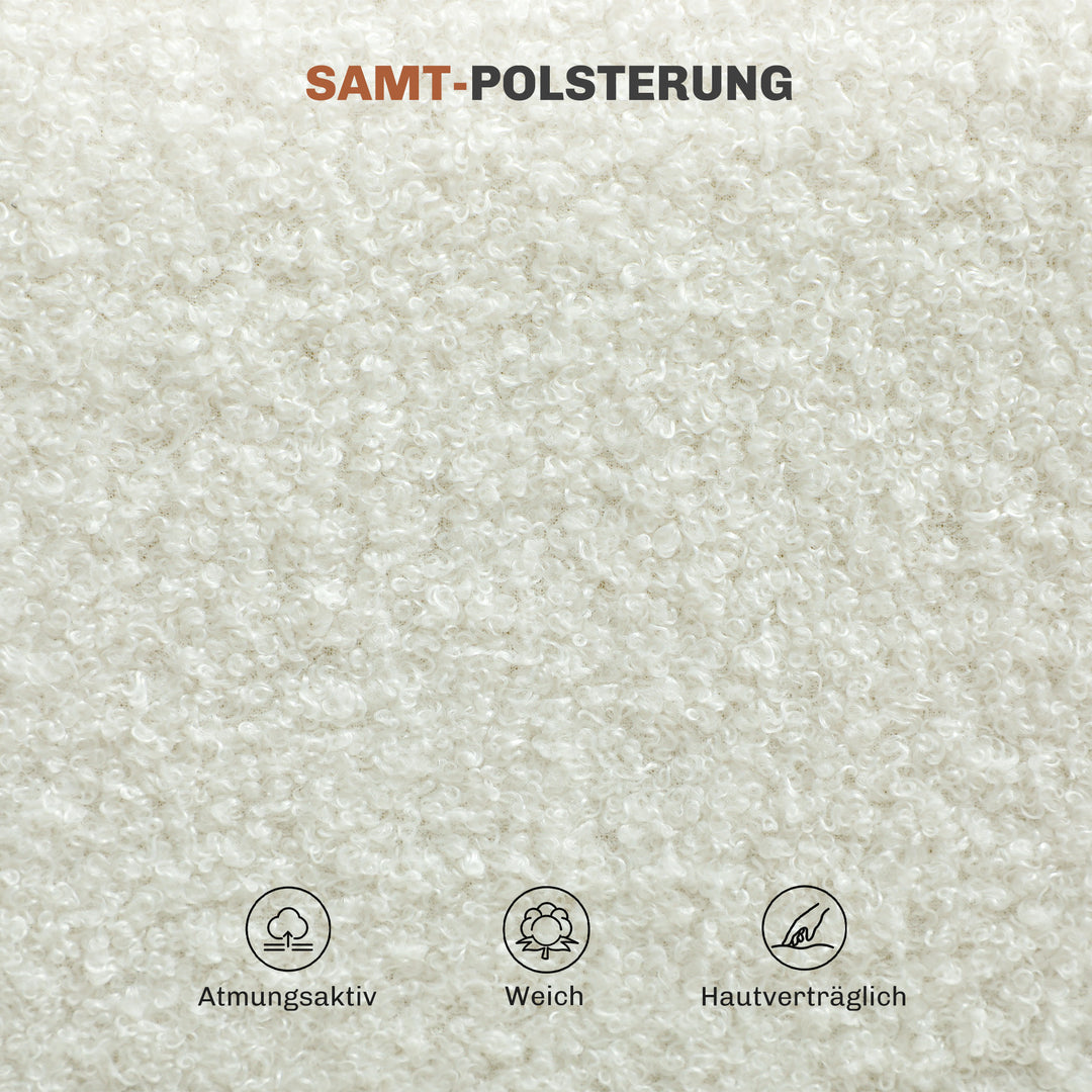 Sæt med 4 spisestole, blødt stofbetræk, stålben, armløs design, hvid