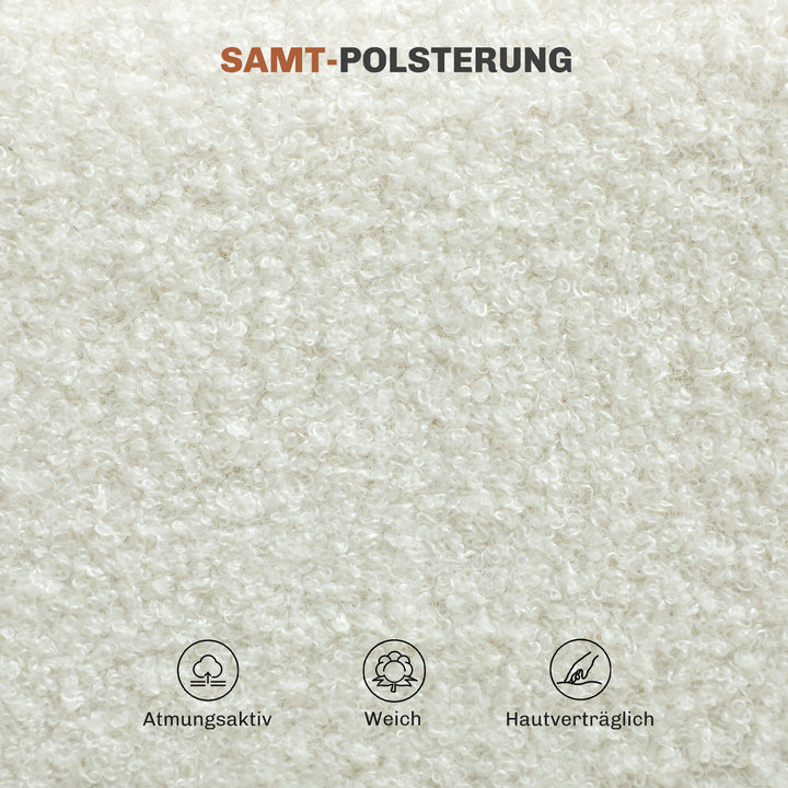 Sæt med 4 spisestole, blødt stofbetræk, stålben, armløs design, hvid