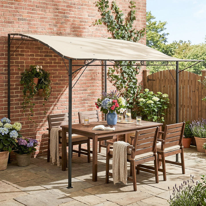 Pavillon med foldbar tagforlænger, vejrbestandig, 3 x 2,5 m, cremehvid