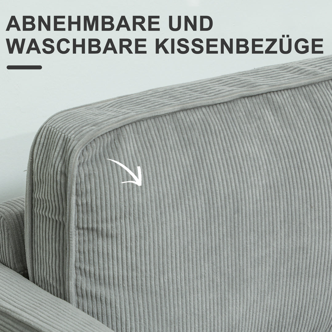 To-personers sofa med opbevaringsplads og massive træben, til stue, soveværelse, 117 x 63 x 79 cm, lysegrå