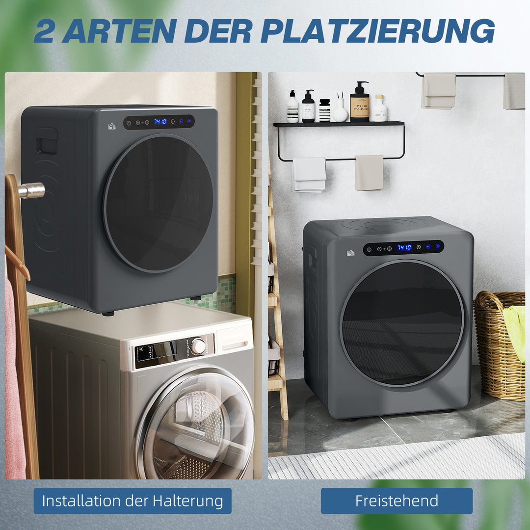 Tørretumbler, 6 programmer, 40-60°c, 4 kg kapacitet, kompakt, touch-betjening, grå