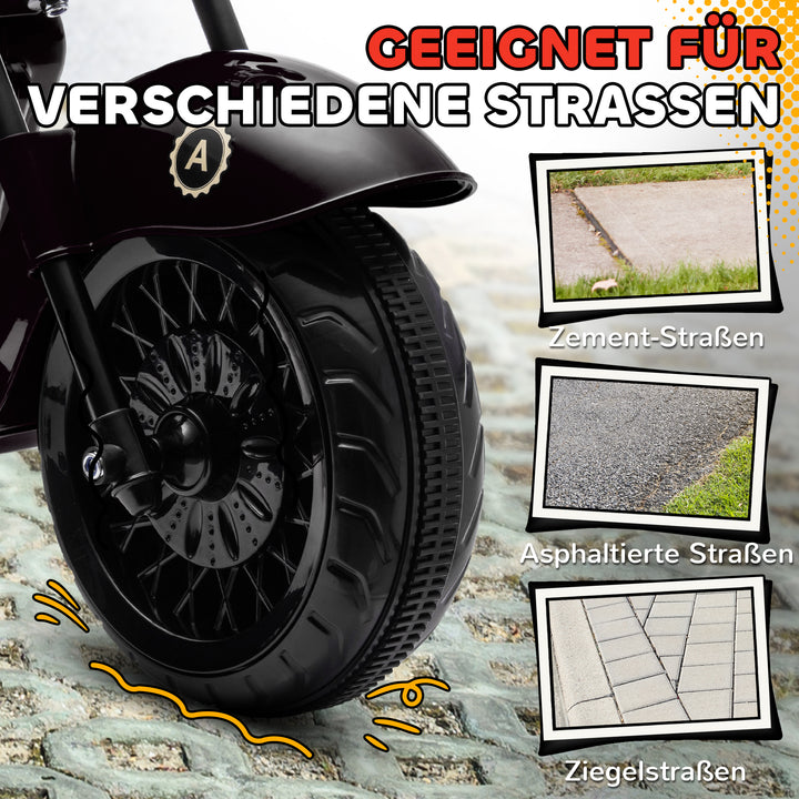 Elektrisk børnemotorcykel, 3-5 km/t, chopper, lys og musik, til børn 3-6 år, sort