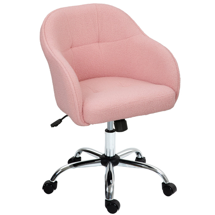 Hjemmekontorstol, ergonomisk skrivebordsstol med vippefunktion, teddy velvet look 56 x 61 x 86 cm pink