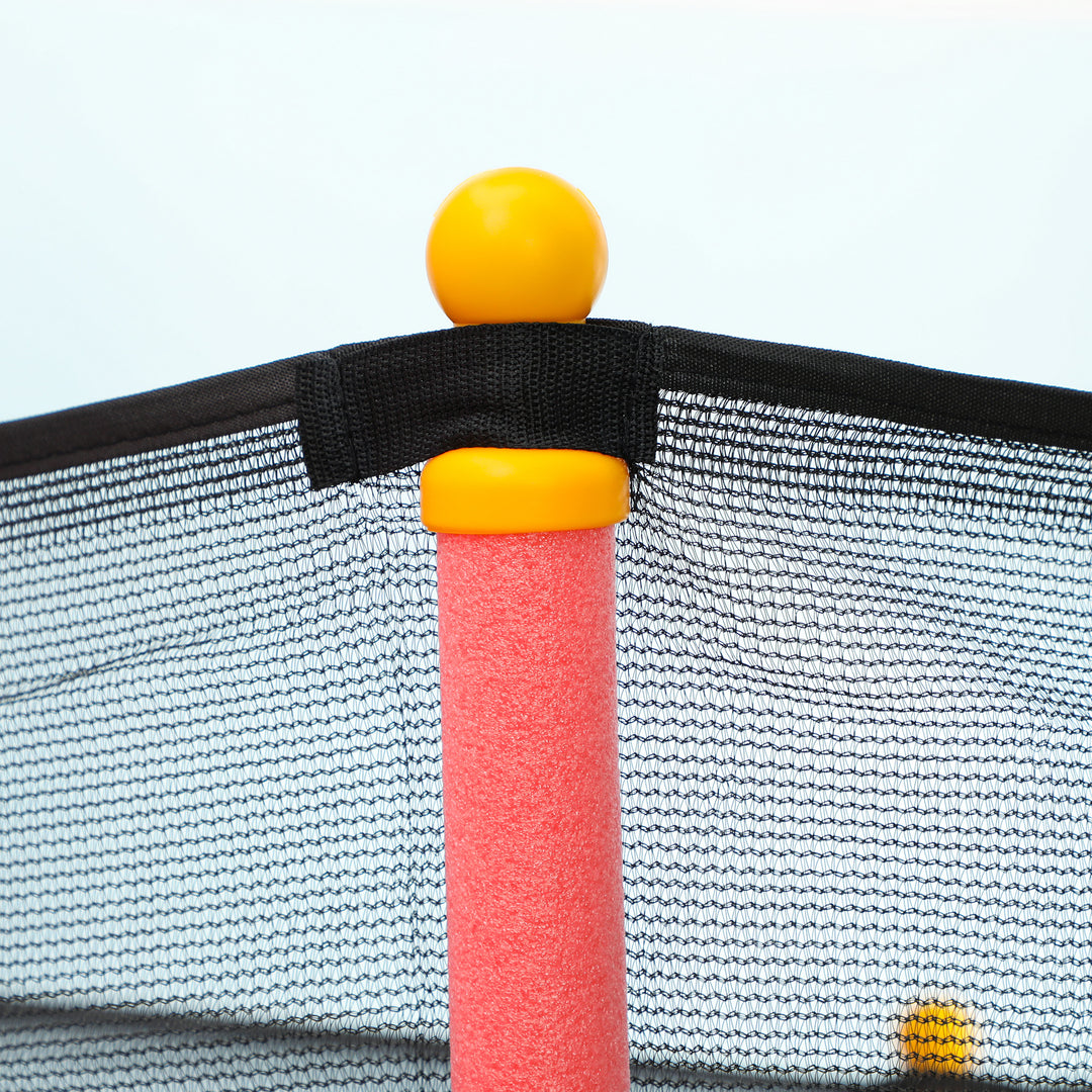 Børnetrampolin, 163,5 cm diameter, med sikkerhedsnet, polstret, stål, lasteevne op til 50 kg, sort og rød