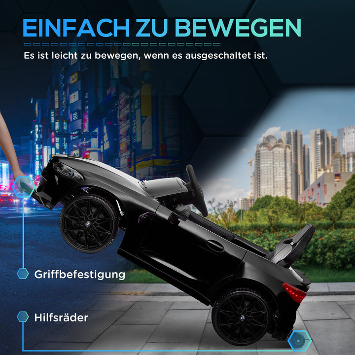 BMW M4 elektrisk børnebil, med lyd og lys, 3-5 km/t, inklusive fjernbetjening, til alderen 3-5, sort