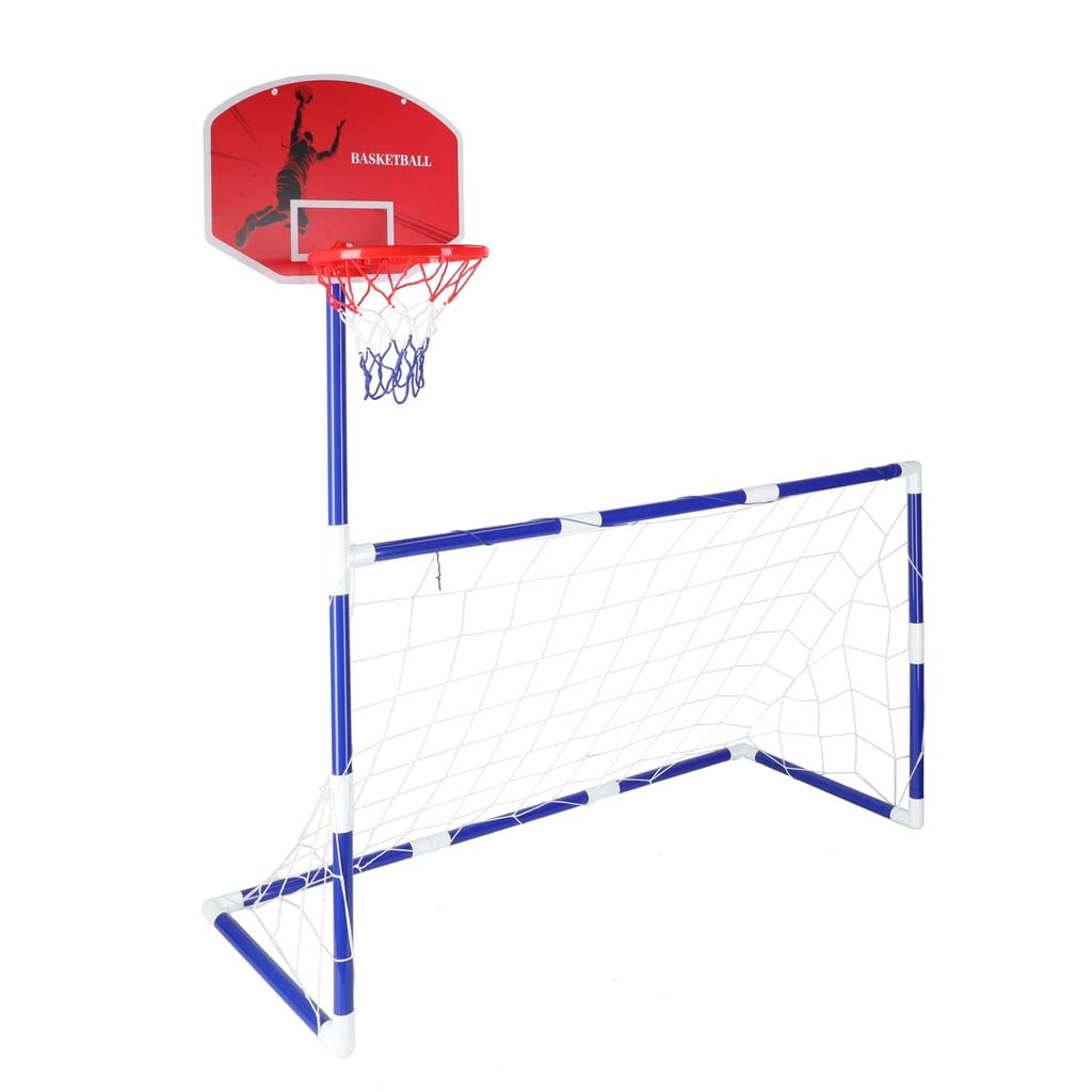 Fodboldmål til fodbold basketball brætspil 2-i-1 2 bolde pumpe