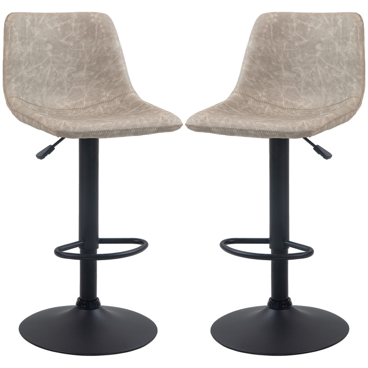 Sæt med 2 retro barstole, højdejusterbare, drejelig, kunstlæder, 42 x 48 x 91-112 cm, beige