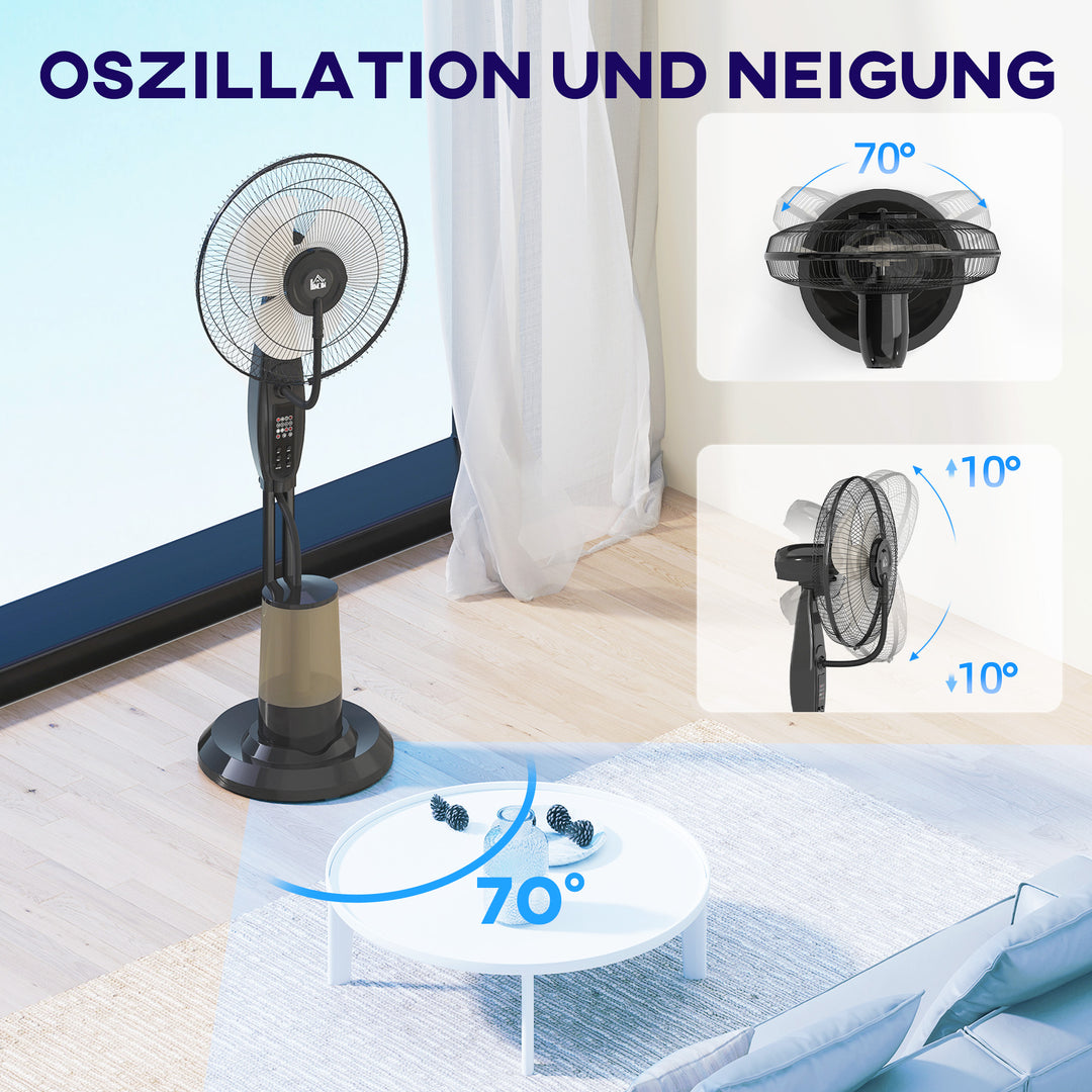 Ventilator, tågeventilator, 3 hastigheder, timer, luftfugter, sort