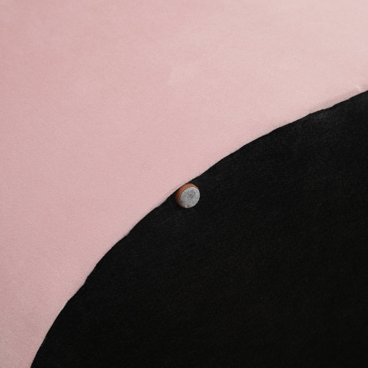 Bænk med opbevaringsplads, polstret bænk med fløjlslook, oval formet kommodebænk til stue, soveværelse, entre, 71 x 52 x 42 cm, lyserød