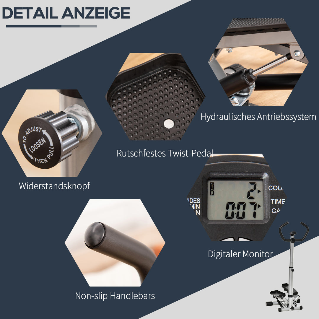 Stepper motionscykel til hjemmet med lcd-skærm justerbar hastighed metal abs 55 x 53 x 118-128 cm