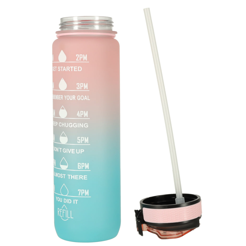 Bidon vandflaske 1l pink og blå
