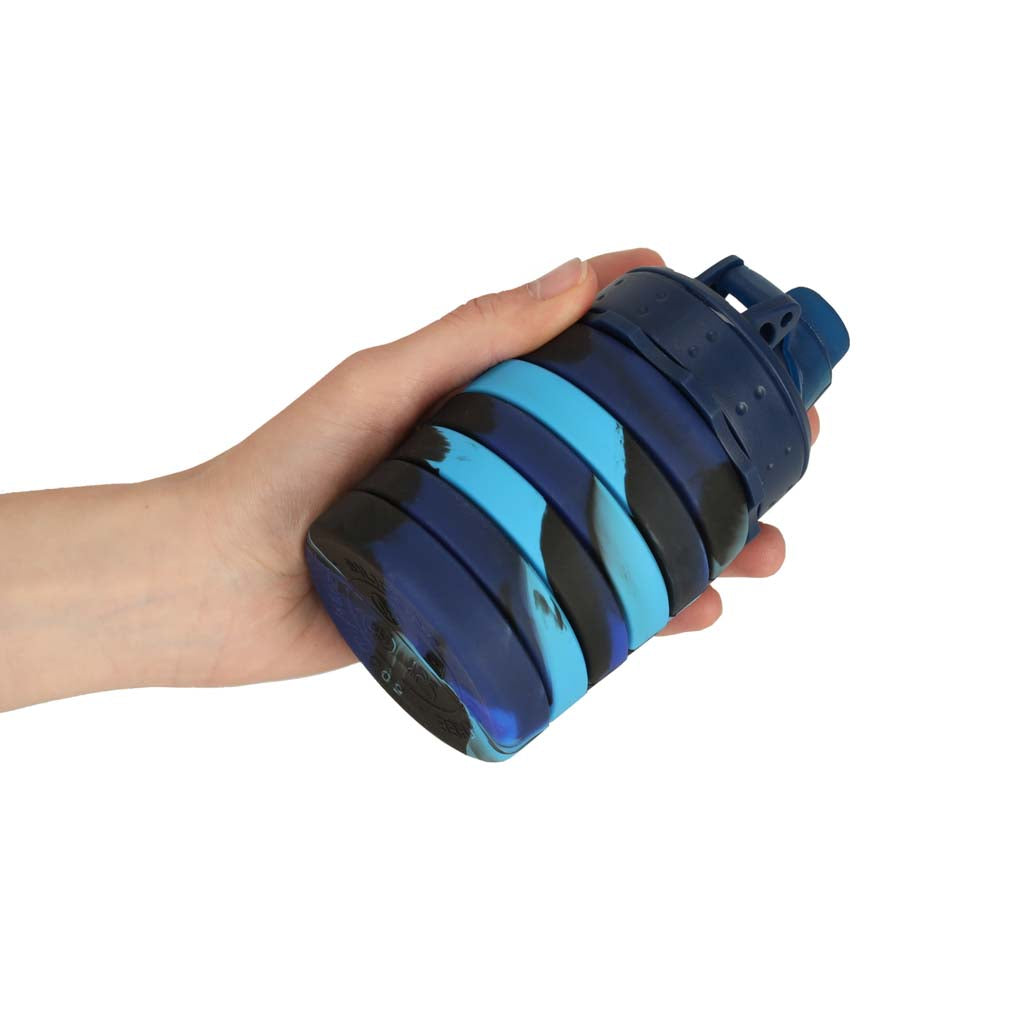 Vandflaske bidon silikone foldbar flaske med håndtag sports 500ml blå