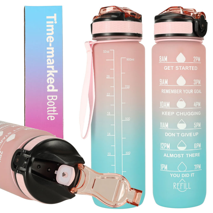 Bidon vandflaske 1l pink og blå