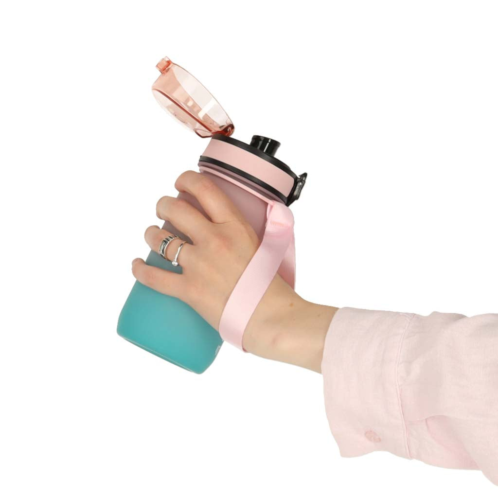 Vandflaske bidon med sugerørshåndtag sports 600ml pink-blå