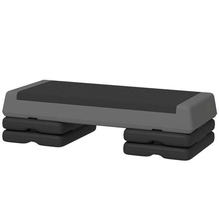 Højdejusterbar fitness stepper, skridsikker, egnet til hjemmet, fitnesscentret eller kontoret, plastik, grå