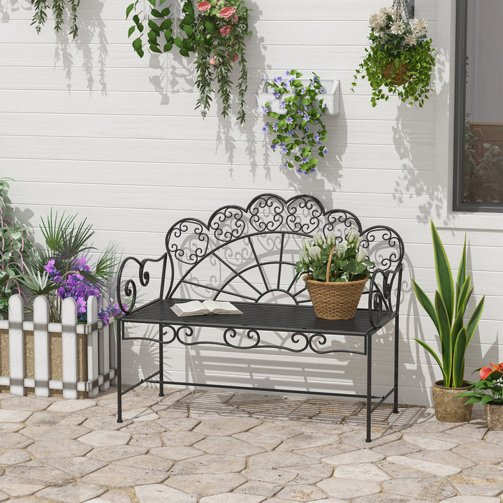 2-personers havebænk, robust, rustfri parkbænk, havemøbler til terrasse, have og generelle udendørsområder, 107 cm x 55,5 cm x 90,5 cm, sort
