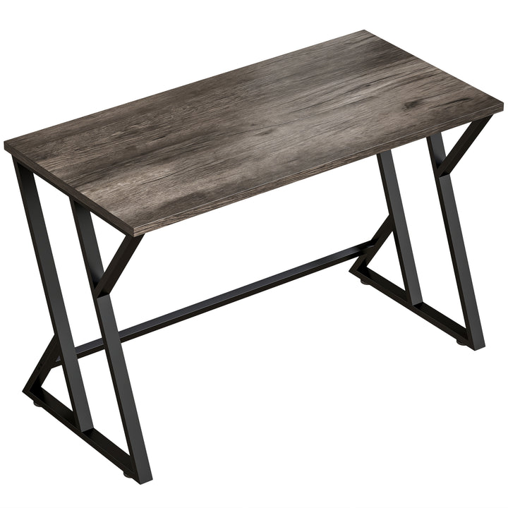Skrivebord/computerbord 120x60cm, kontorbord med Z-formet metalbase, trælook, industrielt design til kontor, grå
