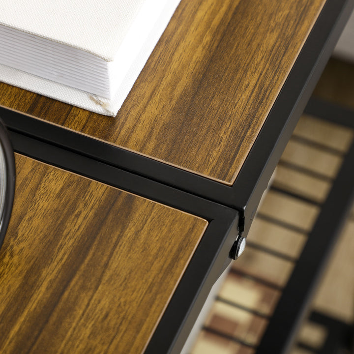 Industrikøkkenvogn med 3 hylder, multifunktionsvogn, serveringsvogn, 4 hjul, foldbar, brun + sort