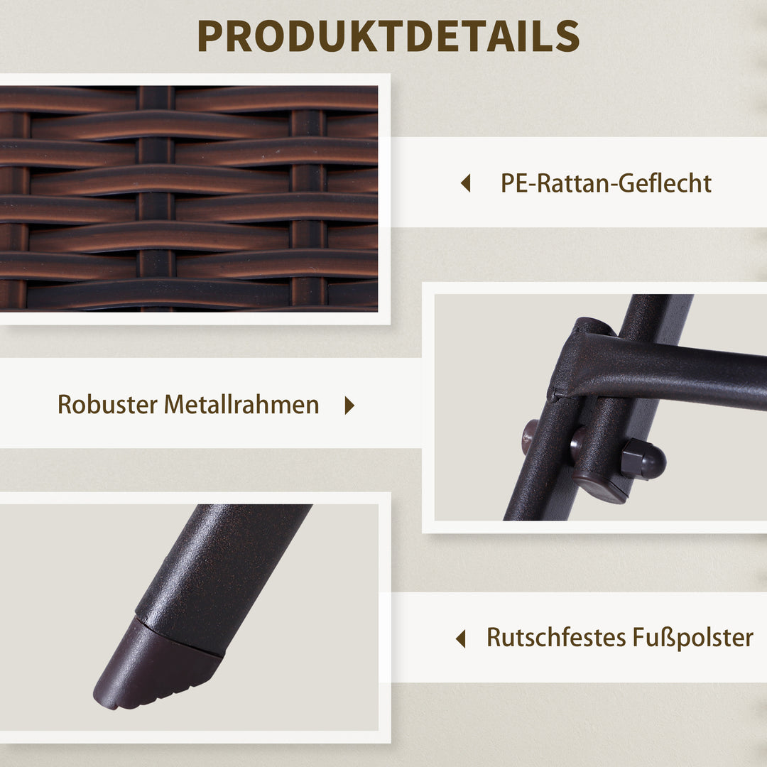 Polyrattan bistrosæt til 2 personer siddegruppe rattan havemøbelsæt brun