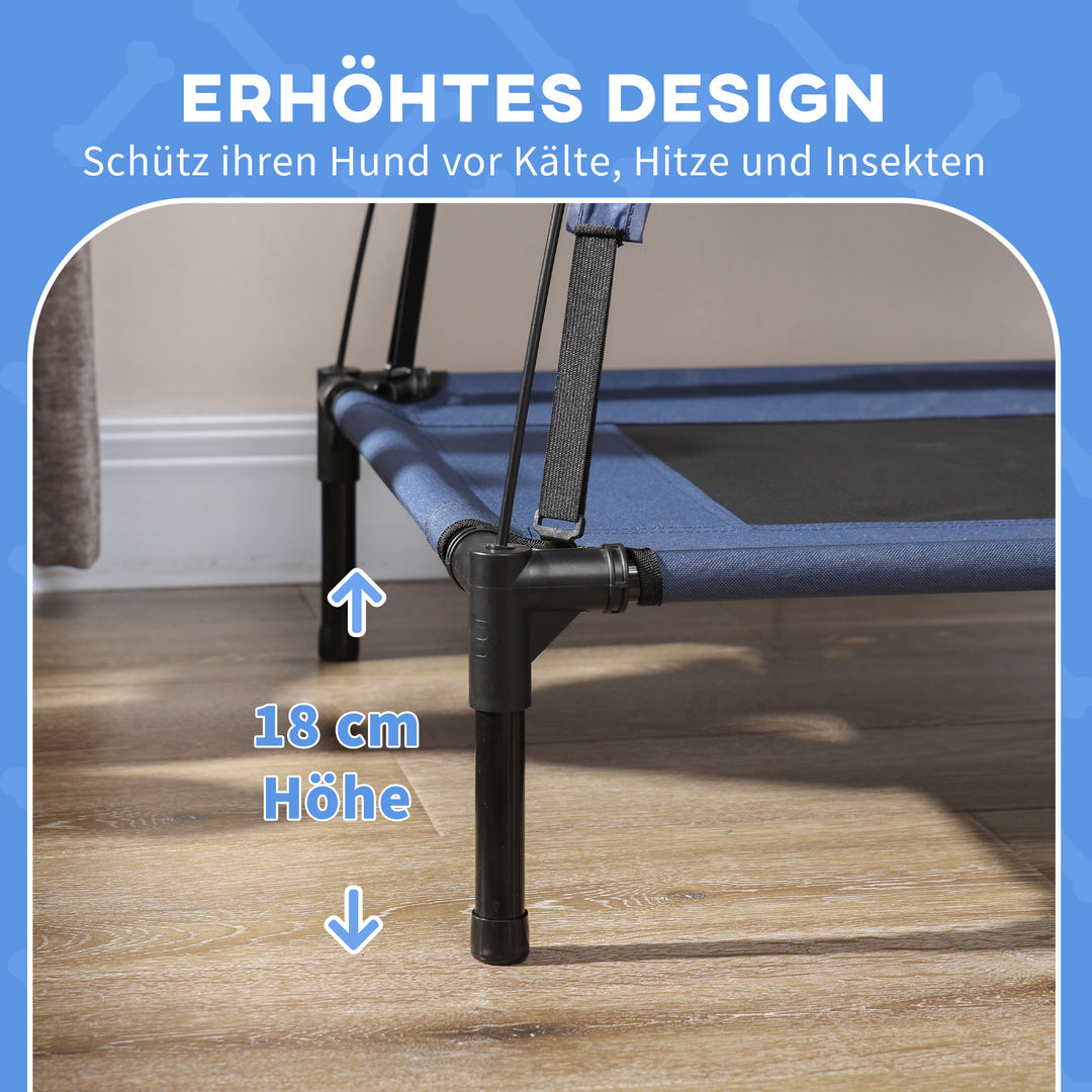Kæledyrsseng med baldakin, hundeseng, sammenklappelig, vejrbestandig, blå