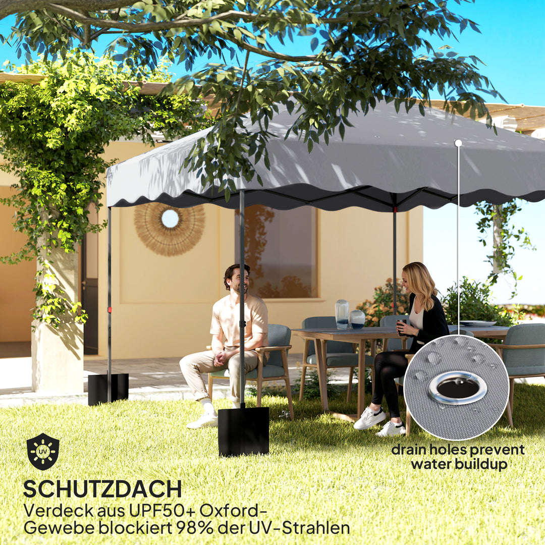 3 x 3 m pop-up pavillon, højdejusterbart havetelt, med rulletaske, til have, terrasse, metal, stof, lysegrå