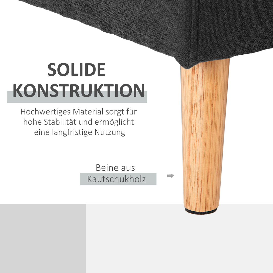 3-Personers sofa, hjørnesofa, med chaiselong, knapsyninger, 193 x 136 x 85 cm, sort