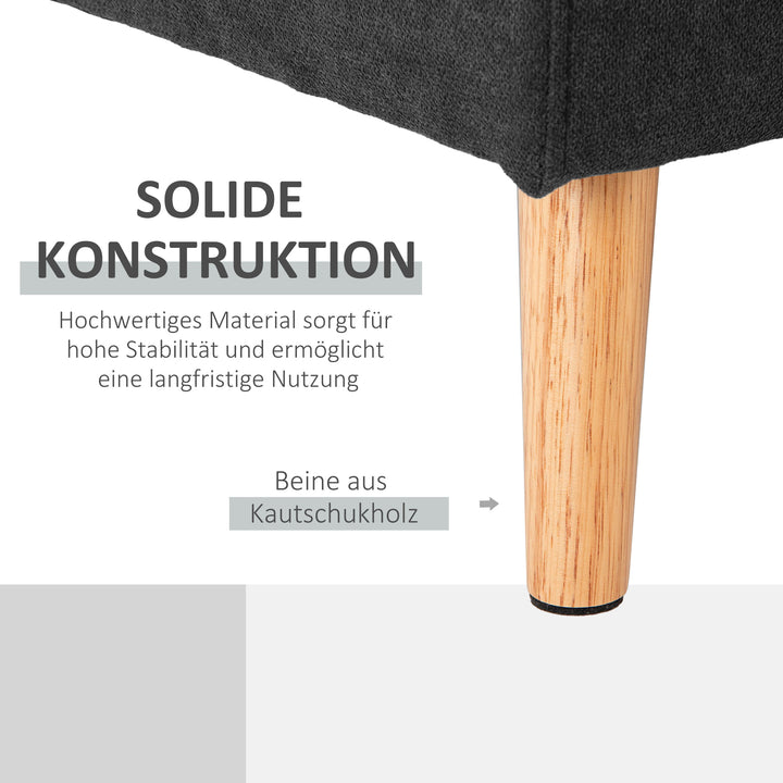 3-Personers sofa, hjørnesofa, med chaiselong, knapsyninger, 193 x 136 x 85 cm, sort