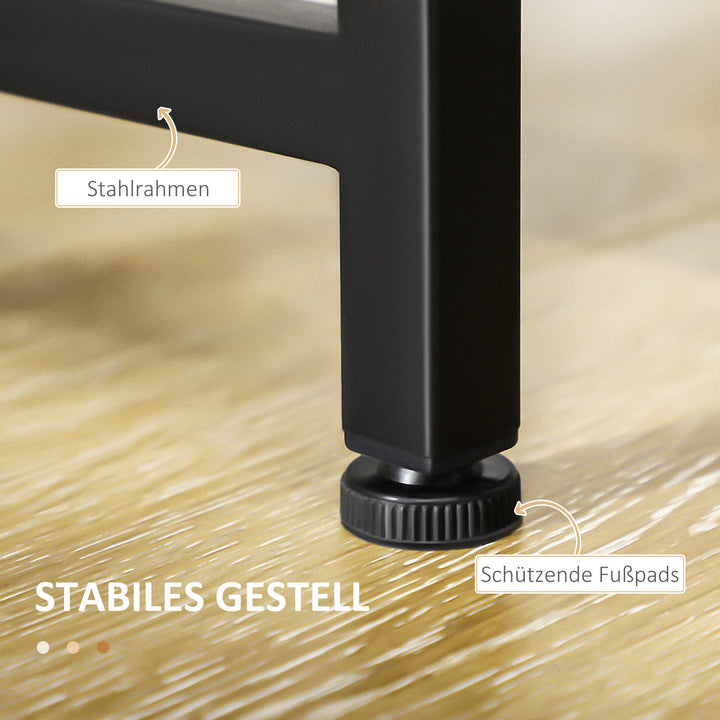 Spisesæt 4 personer spisebord med 2 bænke, industrielt design, 120 cm x 70 cm x 75 cm, sort + natur