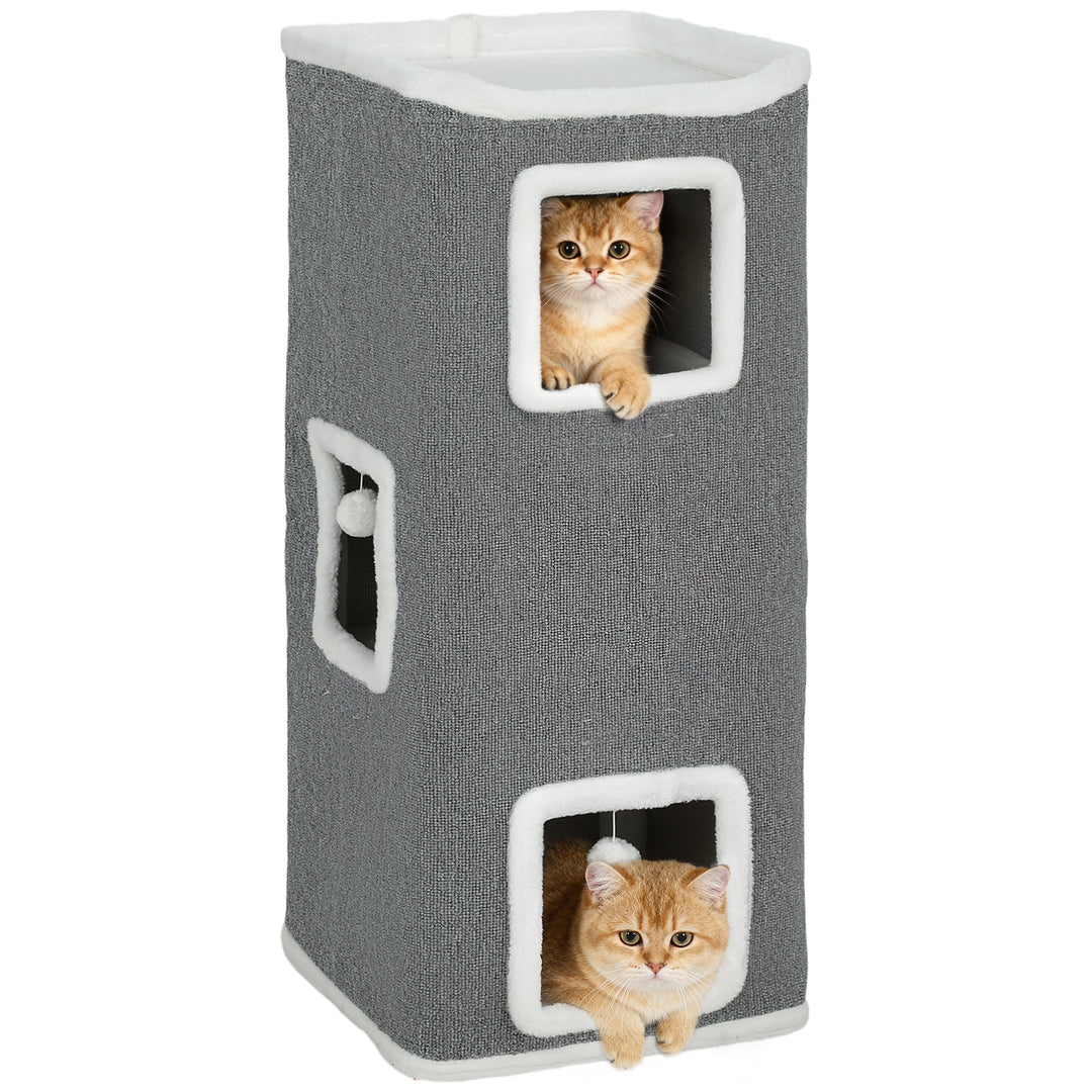 Kradsetønde, 100 cm høj, 41 x 41 cm, fire niveauer, til 1-2 katte, grå