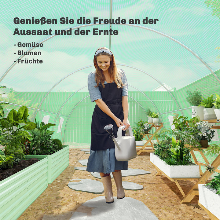 Drivhus i polytunnel med walk-in-funktion, 8 vinduer med insektnet, robust film, stålramme, 6 x 3 x 2 m, grøn