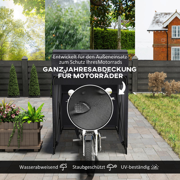 Motorcykelovertræk foldbart udendørs, xxl 345x135x191 cm, sort