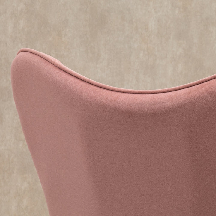 Gyngestol med quiltning, træløbere, fløjlslook, op til 150 kg, lyserød
