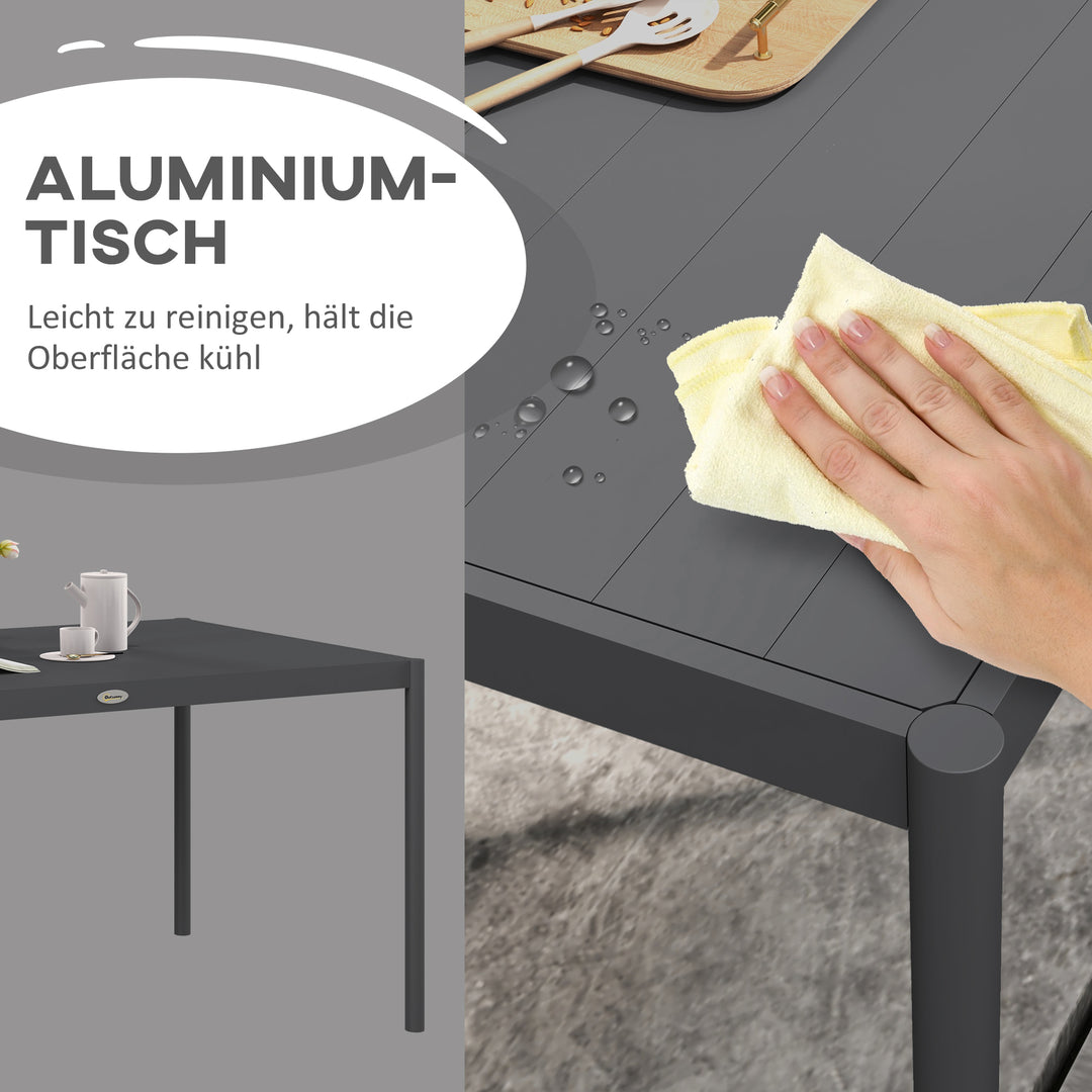 Havebord udendørsbord, vejrbestandigt, aluminium, 145 x 90 x 74 cm, mørkegrå